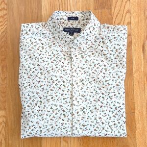 J. Crew Mercantile Flex Slim Cream Floral Button Down Shirt Size Medium